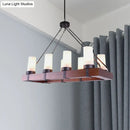 GobekUsa Industrial Multi-Light Pendant with Opal Glass & Black Cylinder Design, Includes Wooden Rectangle, Ideal for Islands
