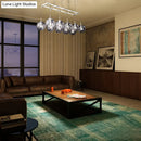 GobekUsa Industrial Smoke Glass Island Lighting 6/8/10-Light Nickel/Bronze LED Pendant Fixture