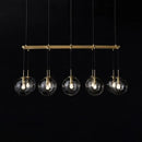GobekUsa Industrial Smoke Glass Island Lighting 6/8/10-Light Nickel/Bronze LED Pendant Fixture