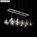 GobekUsa Industrial Smoke Glass Island Lighting 6/8/10-Light Nickel/Bronze LED Pendant Fixture