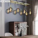 GobekUsa Industrial Smoke Glass Island Lighting 6/8/10-Light Nickel/Bronze LED Pendant Fixture