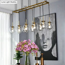 GobekUsa Industrial Smoke Glass Island Lighting 6/8/10-Light Nickel/Bronze LED Pendant Fixture