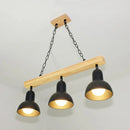 GobekUsa Modern Black and White Island Chandelier with Wooden Shade for Dining Table - 2/3 Lights