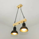 GobekUsa Modern Black and White Island Chandelier with Wooden Shade for Dining Table - 2/3 Lights