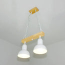 GobekUsa Modern Black and White Island Chandelier with Wooden Shade for Dining Table - 2/3 Lights