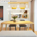 GobekUsa Modern Black and White Island Chandelier with Wooden Shade for Dining Table - 2/3 Lights