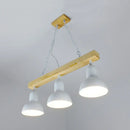 GobekUsa Modern Black and White Island Chandelier with Wooden Shade for Dining Table - 2/3 Lights