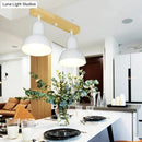 GobekUsa Modern Black and White Island Chandelier with Wooden Shade for Dining Table - 2/3 Lights