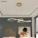 GobekUsa Gold LED Pendant Light Kitchen Dinning Room Music Lamp Shade, Lustres Luminaire Fixtures
