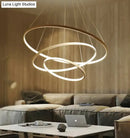 GobekUsa Modern Pendant Lights 4/3/2/1 Circle Rings Acrylic Aluminum LED Pendant Lamp for Living Room Dining Room