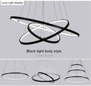 GobekUsa Modern Pendant Lights 4/3/2/1 Circle Rings Acrylic Aluminum LED Pendant Lamp for Living Room Dining Room