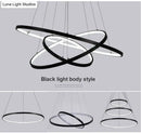GobekUsa Modern Pendant Lights 4/3/2/1 Circle Rings Acrylic Aluminum LED Pendant Lamp for Living Room Dining Room