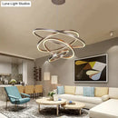 GobekUsa Modern Pendant Lights 4/3/2/1 Circle Rings Acrylic Aluminum LED Pendant Lamp for Living Room Dining Room