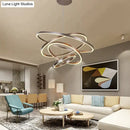 GobekUsa Modern Pendant Lights 4/3/2/1 Circle Rings Acrylic Aluminum LED Pendant Lamp for Living Room Dining Room