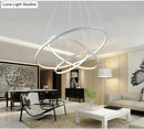 GobekUsa Modern Pendant Lights 4/3/2/1 Circle Rings Acrylic Aluminum LED Pendant Lamp for Living Room Dining Room