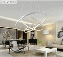 GobekUsa Modern Pendant Lights 4/3/2/1 Circle Rings Acrylic Aluminum LED Pendant Lamp for Living Room Dining Room