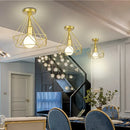 GobekUsa Iron Cage Ceiling Lamp: Modern Nordic LED Light Fixture for Kitchen, Living Room, Bedroom