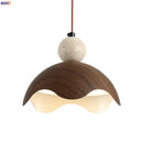 GobekUsa Iron Yellow Travertine LED Pendant Light for Bedside Dining Living Room