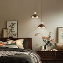 GobekUsa Iron Yellow Travertine LED Pendant Light for Bedside Dining Living Room