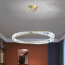 GobekUsa Irregular Gold Steel LED Pendant Light with Dimmable K9 Crystals