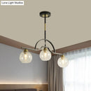 GobekUsa Modern Island Light Fixture - Black Finish Pendant Lamp with Cream/Clear Glass Shades