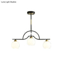 GobekUsa Modern Island Light Fixture - Black Finish Pendant Lamp with Cream/Clear Glass Shades