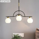 GobekUsa Modern Island Light Fixture - Black Finish Pendant Lamp with Cream/Clear Glass Shades