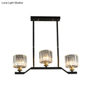 GobekUsa Modern Island Pendant Light with Black Clear Crystal Cylinder - 3/4 Lights for Indoor