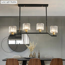 GobekUsa Modern Island Pendant Light with Black Clear Crystal Cylinder - 3/4 Lights for Indoor