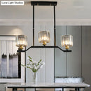 GobekUsa Modern Island Pendant Light with Black Clear Crystal Cylinder - 3/4 Lights for Indoor