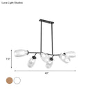 GobekUsa Modern Island Pendant Light with Clear/Amber Glass Shade and Black Branch Design - 6-Bulb Ceiling Hanging Fixture