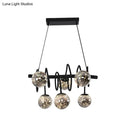 GobekUsa Modern Island Pendant Light with Smoke Gray Orb Glass Shade - Black Metal, LED Bulbs - Ideal for Dining Room