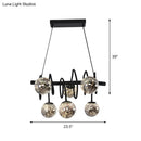 GobekUsa Modern Island Pendant Light with Smoke Gray Orb Glass Shade - Black Metal, LED Bulbs - Ideal for Dining Room