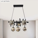 GobekUsa Modern Island Pendant Light with Smoke Gray Orb Glass Shade - Black Metal, LED Bulbs - Ideal for Dining Room
