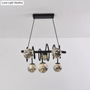 GobekUsa Modern Island Pendant Light with Smoke Gray Orb Glass Shade - Black Metal, LED Bulbs - Ideal for Dining Room