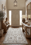 Wool Area Rug Hand Hooked in Ivory and Blue Textured Loop 5x8 Feet for Living Rooms
