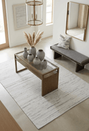 Handmade Modern Ivory and Gray Wool Area Rug 5x8 - Durable Soft Pile Finish for Homes