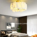GobekUsa Ivory White Marble Copper LED Ceiling Light Luxury Modern Fixture