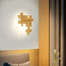 GobekUsa Simplicity Wood Wall Sconce with Jigsaw Puzzle Design - Modern LED Lighting Fixture for Bedroom
