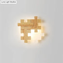 GobekUsa Simplicity Wood Wall Sconce with Jigsaw Puzzle Design - Modern LED Lighting Fixture for Bedroom