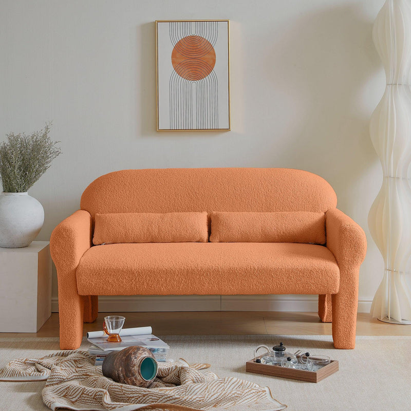 Modern Lambs Wool Fabric Loveseat for Living Room