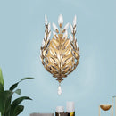 GobekUsa Modern Laurel Wall Light with Crystal Drop - Silver/Brass