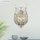 GobekUsa Modern Laurel Wall Light with Crystal Drop - Silver/Brass