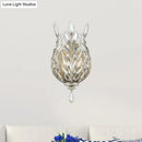 GobekUsa Modern Laurel Wall Light with Crystal Drop - Silver/Brass