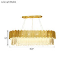 GobekUsa Modern Layered Metal Chandelier Lamp - 6-Light Golden Hanging Light with Crystal Icicles - 26"/35.5"/39" W