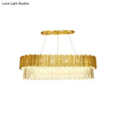 GobekUsa Modern Layered Metal Chandelier Lamp - 6-Light Golden Hanging Light with Crystal Icicles - 26"/35.5"/39" W