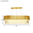 GobekUsa Modern Layered Metal Chandelier Lamp - 6-Light Golden Hanging Light with Crystal Icicles - 26"/35.5"/39" W