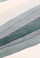 Modern Layered Pattern Green Hand Tufted 5x8 Wool Rug
