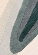 Modern Layered Pattern Green Hand Tufted 5x8 Wool Rug