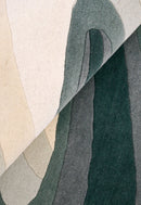 Modern Layered Pattern Green Hand Tufted 5x8 Wool Rug